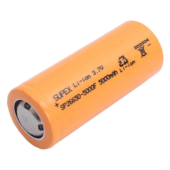 Supex 26650 3.7V 5000mAh Li-ion Pil (Başsız) ürün görseli 1