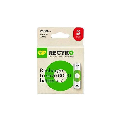 GP Recyko GP2100 2000 mAh Pro Siyah 4+2 Şarjlı AA Kalem Pil ürün görseli 1