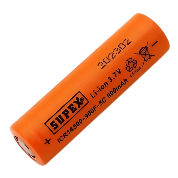 Supex ICR14500 3.7V 900mAh Li-ion Şarjlı Pil 5C Deşarj Akımı (Başsız) ürün görseli 1