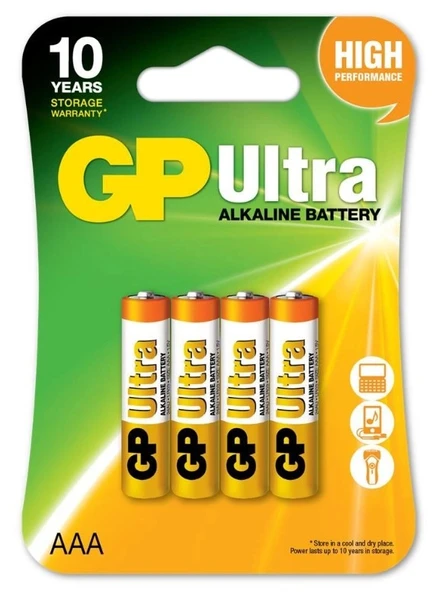 GP LR03 1.5V Ultra Alkalin AAA İnce Kalem Pil 4'lü ürün görseli 1