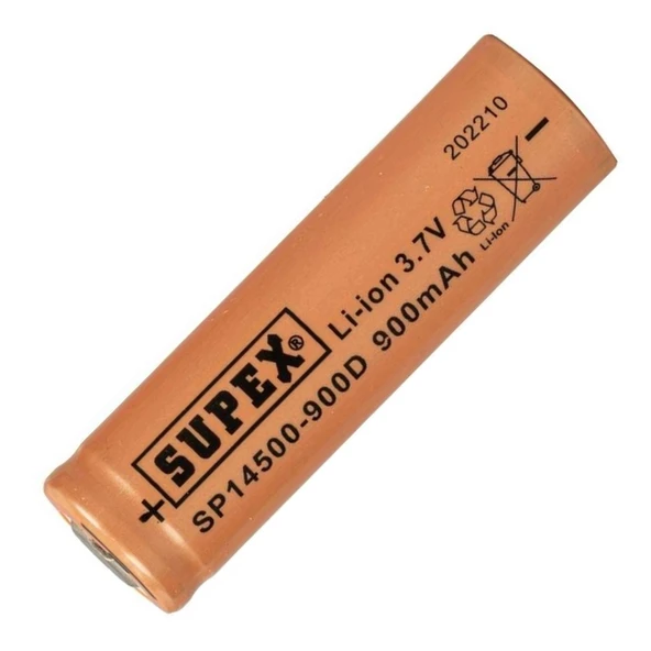Supex 14500 3.7V 900mAh Li-ion Şarjlı Pil (Başsız) ürün görseli 1