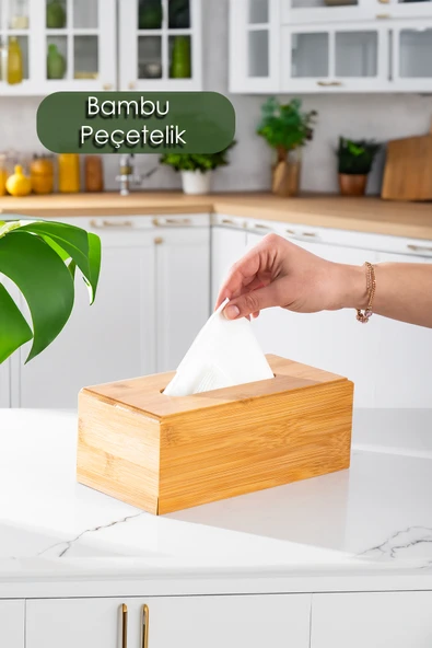 Porsima 0006 Bambu Peçetelik Ahşap Dekoratif Peçetelik Masaüstü Peçetelik Peçete Düzenleyici Peçete Kutusu ürün görseli 1