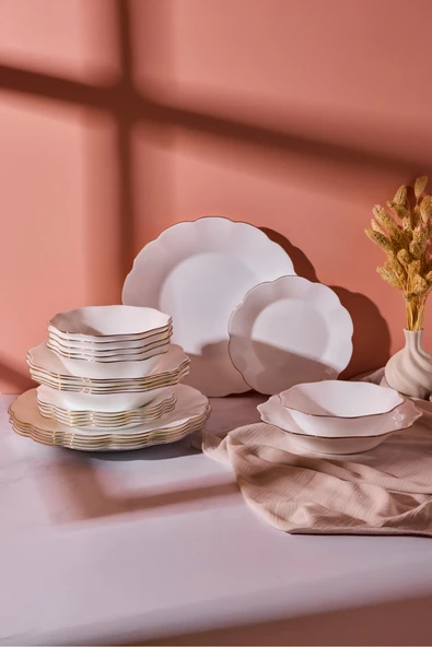 Perotti Petals Opal 24 Parça 6 Kişilik Gold Yaldızlı Yemek Takımı ürün görseli 1