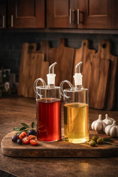 Porsima 408 2li Kare Borosilikat Cam Yağdanlık Yağlık Sirkelik 400ml ürün görseli 1