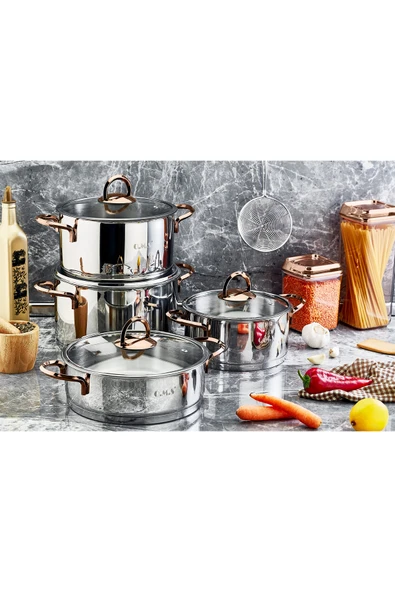 O M S Collection 1097-b Silindir Tencere Seti - Resim 2