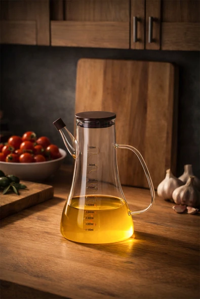 Porsima LM-0106 Serra Kapaklı Borosilikat Cam Yağlık Sirkelik Yağdanlık 1000ml ürün görseli 1