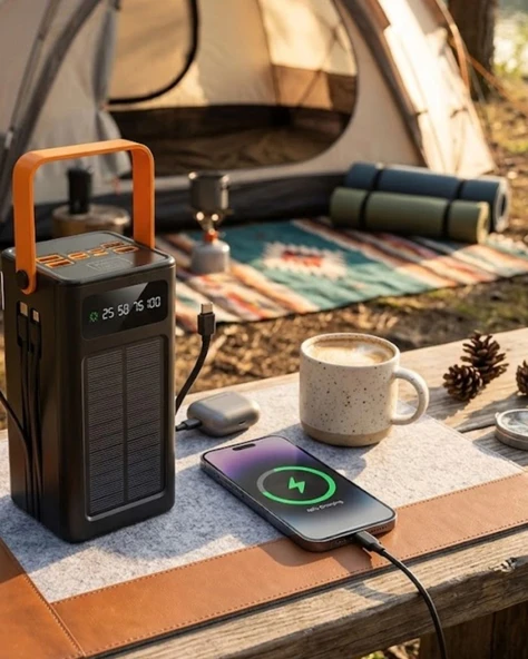 80.000 Solar Şarj Özellikli Yüksek Kapasiteli Powerbank Hızlı Şarj Destekli ürün görseli 1