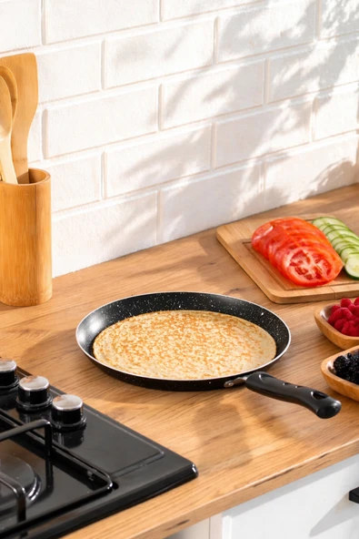 Porsima 579.0093 Granit Yanmaz Yapışmaz Tava Krep Tavası 26 cm Siyah ürün görseli 1