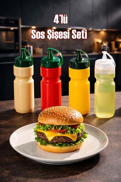 Porsima 4lü Sosluk Seti Ketçap Mayonez Hardal Yağlık Şişesi – Sıkılabilir Plastik Sos Şişesi 660 ml ürün görseli 1