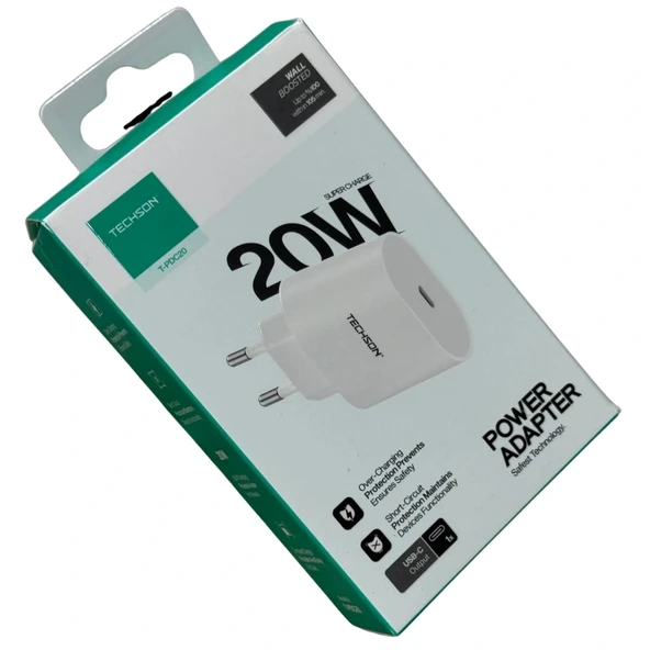 TECHSON 20W Type-C Hızlı Şarj Adaptörü Şarj Başlığı PDC20 ürün görseli 1