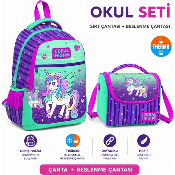 Mor Yeşil Unicorn 23487+ Beslenme Çantası 11868 ürün görseli 1