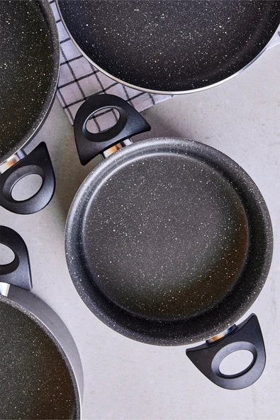 Perotti MasterGranito Grey 7 Parça Tencere ve Tava Seti - Resim 4