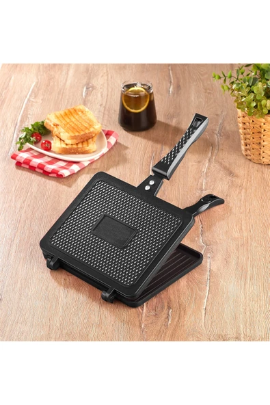 OMS 3733 Döküm Ocak Üstü Tost Makinesi 25x19cm ürün görseli 1