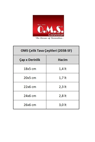 OMS Çelik Tava 22x6 CM Cam Kapaklı - Resim 3