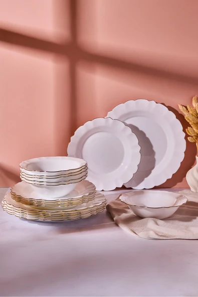 Perotti Sunflower Opal 18 Parça 6 Kişilik Gold Yaldızlı Yemek Takımı ürün görseli 1