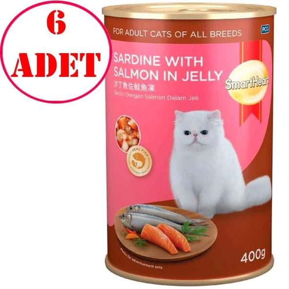 Smart Heart Kedi Konservesi Jöle İçinde Somon ve Sardalyalı 400 Gr 6 AD ürün görseli 1