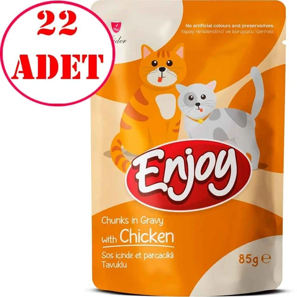 Enjoy Kedi Pouch Tavuklu Yaş Mama Sos İçinde Et Parçacıklı 85 Gr 22 AD ürün görseli 1