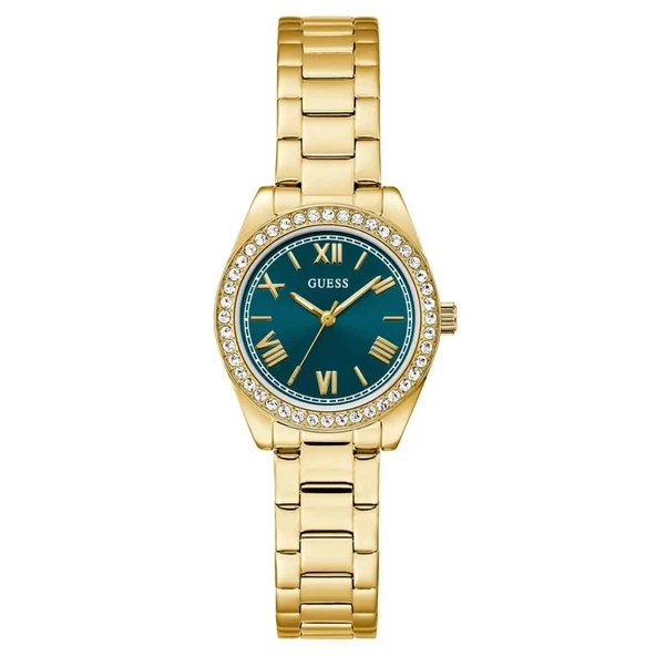 GUESS GUGW0841L9 ALTIN KAPLAMA YEŞİL KADRAN TAŞLI KADIN KOL SAATİ ürün görseli 1