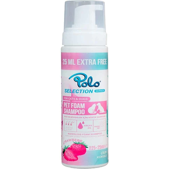 Polo Kedi Köpek İçin Köpük Şampuan Çilek Kokulu 225 Ml ürün görseli 1