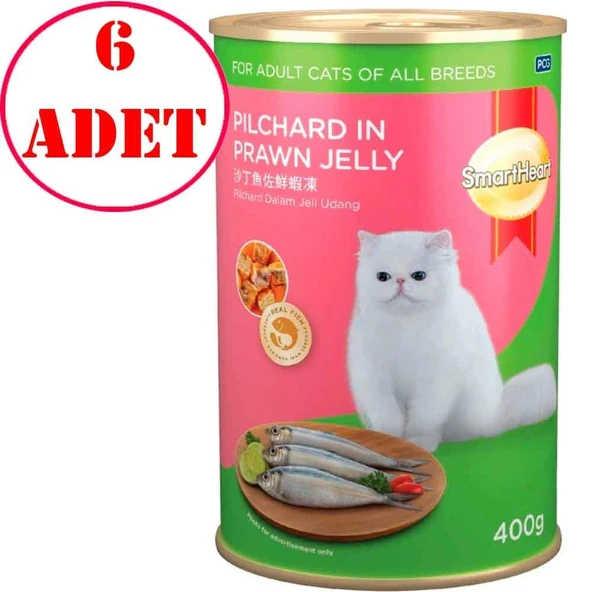 Smart Heart Kedi Konservesi Jöle İçinde Karides ve Sardalyalı 400 Gr 6 AD ürün görseli 1