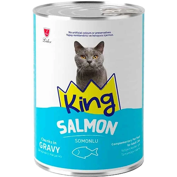 King Kedi Konservesi Somonlu Sos İçerisinde Et Parçacıklı 400 Gr ürün görseli 1