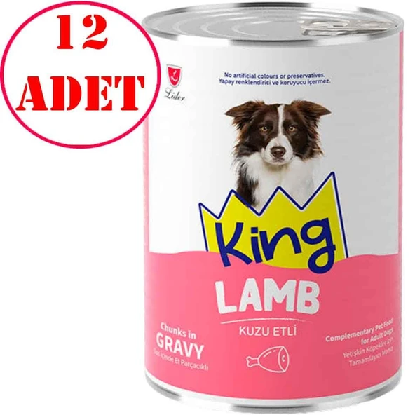 King Kuzu Etli Köpek Konservesi Sos İçerisinde Et Parçacıklı 400 Gr 12 AD ürün görseli 1