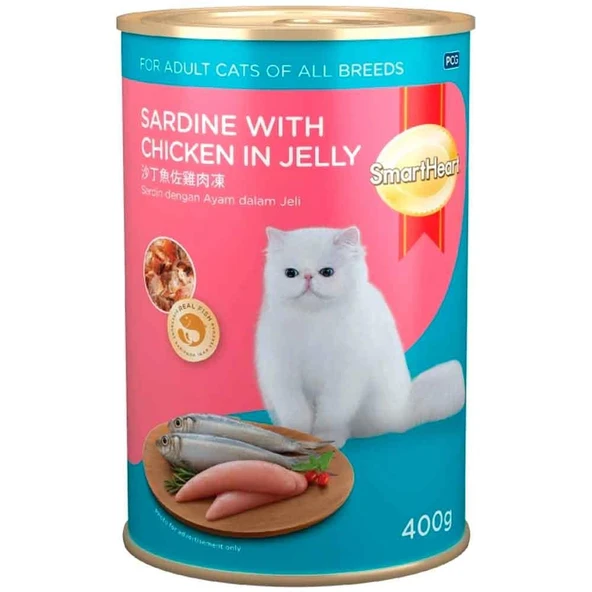 Smart Heart Kedi Konservesi Jöle İçinde Tavuklu ve Sardalyalı 400 Gr ürün görseli 1