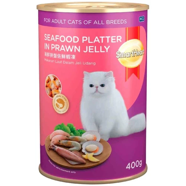 Smart Heart Kedi Konservesi Jöle İçinde Deniz Ürünleri ve Karidesli 400 Gr ürün görseli 1