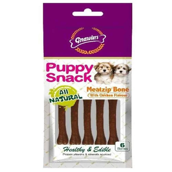 Gnawlers Yavru Köpek Ödülü Meatzip Bone 6'lı Paket ürün görseli 1