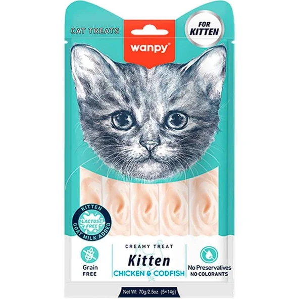 Wanpy Yavru Kedi Ödülü Tavuklu Morinalı Balıklı 14 Gr X 5 Li ürün görseli 1