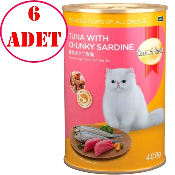 Smart Heart Kedi Konservesi Sardalya ve Ton Balıklı 400 Gr 6 AD ürün görseli 1