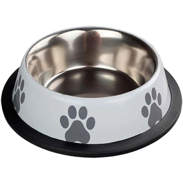 Ankur Oripet Pati Baskılı Beyaz Metal Mama ve Su Kabı 16 Oz 15,5 Cm ürün görseli 1