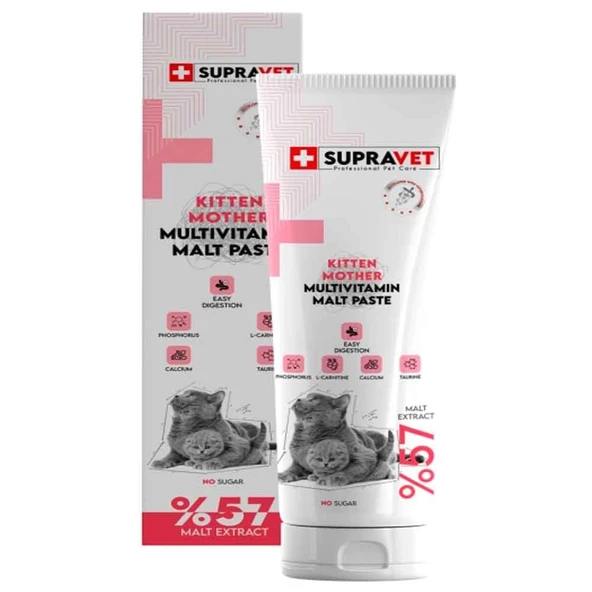 Supravet Yavru Kediler için Kalsiyum ve Taurinli Multi Vitamin Kedi Macunu 100 Gr ürün görseli 1