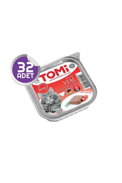 Tomi Sığır Etli Ve Kümes Hayvanlı Pate Kedi Yaş Maması 100gr X32 ürün görseli 1