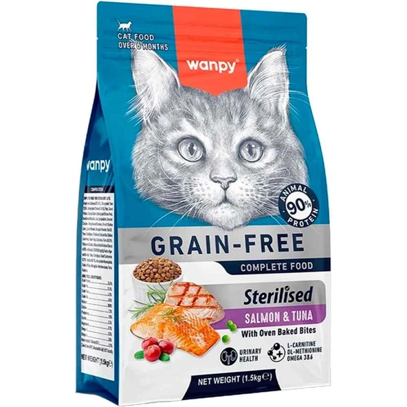 Wanpy Kısırlaştırılmış Kedi Maması Tahılsız Somon & Tuna 1,5 Kg ürün görseli 1