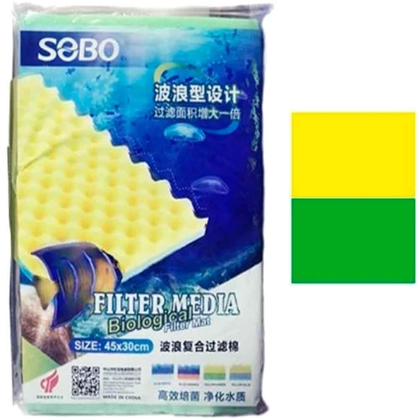 Sobo Akvaryum Filtre Süngeri 40x30x2 Sarı Yeşil ürün görseli 1