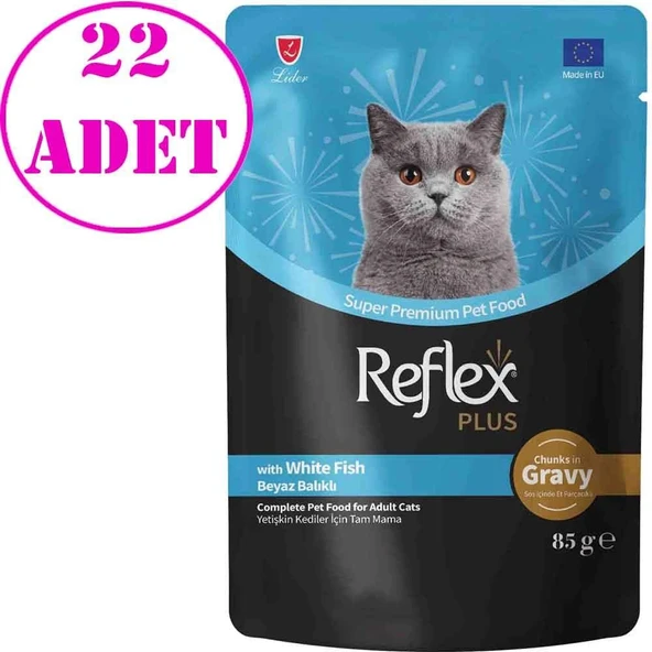 Reflex Plus Sos İçinde Beyaz Balıklı Kedi Konservesi 85gr 22 AD ürün görseli 1