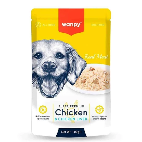 Wanpy Köpek Konservesi Pouch Tavuklu Ciğerli 100 Gr ürün görseli 1