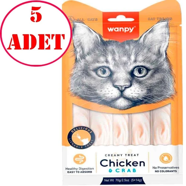 Wanpy Tavuk ve Yengeçli Likit Kedi Ödülü 4x15 Gr 5 AD ürün görseli 1