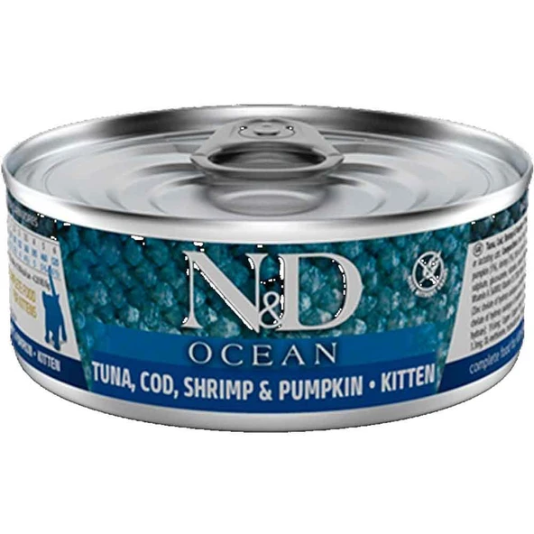 ND Ocean Yavru Kedi Konservesi Balkabaklı Balıklı Karidesli 70 Gr ürün görseli 1