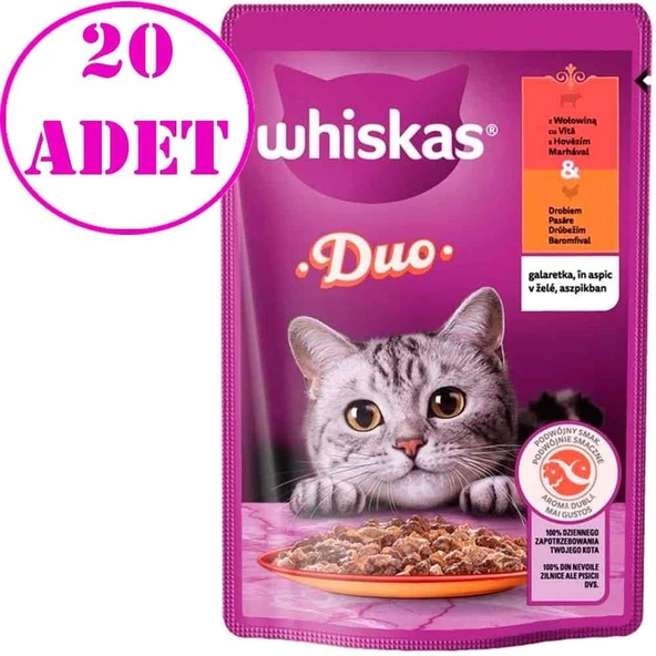 Whiskas Duo Kümes Hayvanlı ve Sığırlı Kedi Maması 85 Gr 20 AD ürün görseli 1