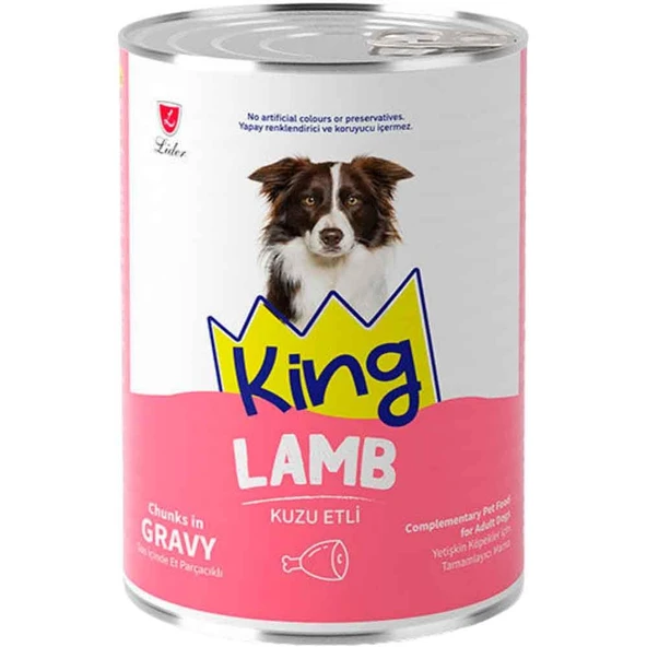 King Kuzu Etli Köpek Konservesi Sos İçerisinde Et Parçacıklı 400 Gr ürün görseli 1