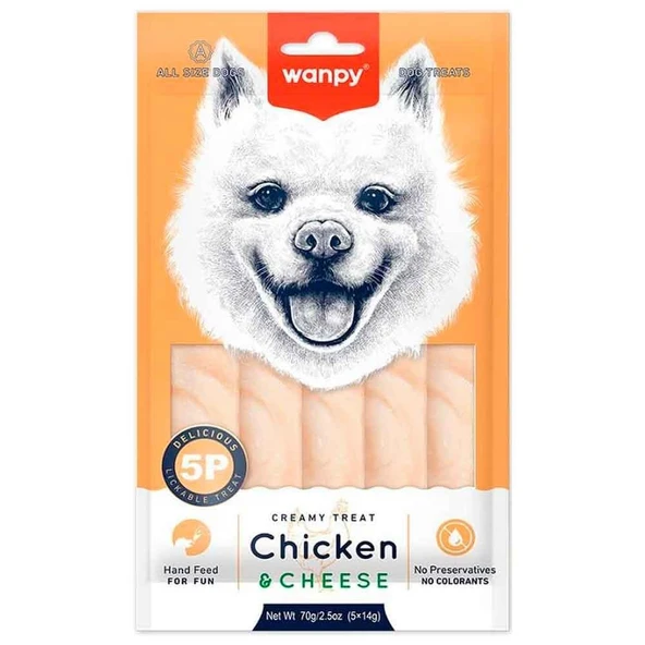 Wanpy Köpek Ödül Maması Tavuklu & Peynirli Krema 5x14 Gr ürün görseli 1