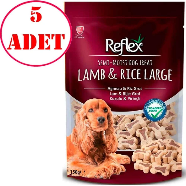 Reflex Kuzulu ve Pirinçli Büyük Kemikler Yumuşak Köpek Ödülü 150 Gr 5 AD ürün görseli 1