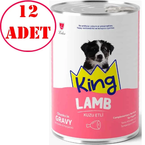 King Kuzu Etli Yavru Köpek Konservesi 400 Gr 12 AD ürün görseli 1
