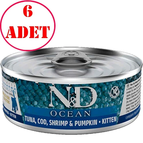 ND Ocean Yavru Kedi Konservesi Balkabaklı Balıklı Karidesli 70 Gr 6 AD ürün görseli 1