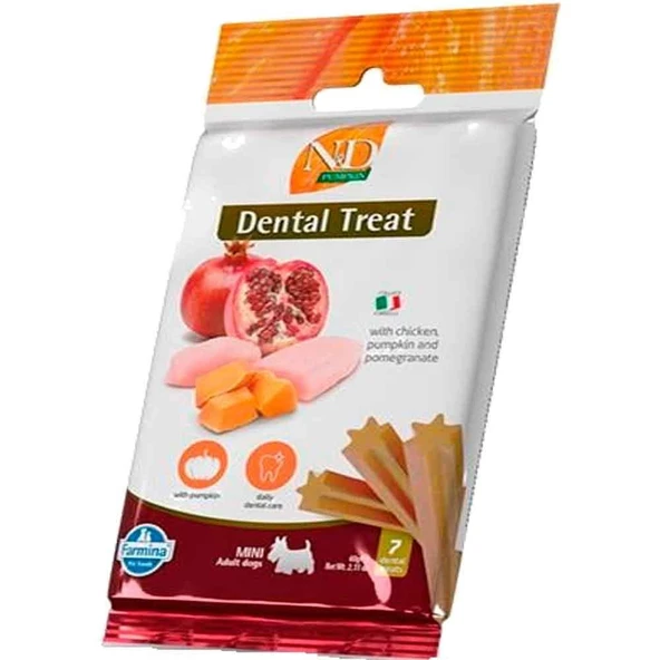 ND Narlı Balkabaklı Tavuklu Mini Köpek Ödülü Dental Treat 7'li Paket ürün görseli 1