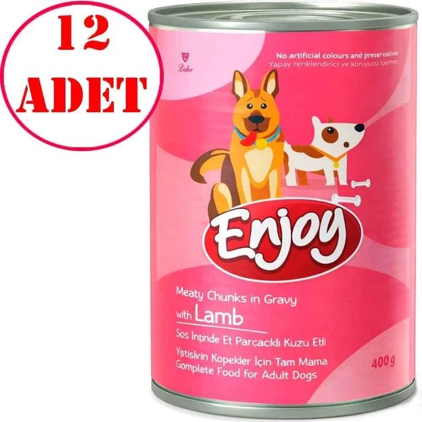 Enjoy Kuzu Etli Köpek Konservesi Sos İçinde Et Parçacıklı 400 Gr 12 AD ürün görseli 1
