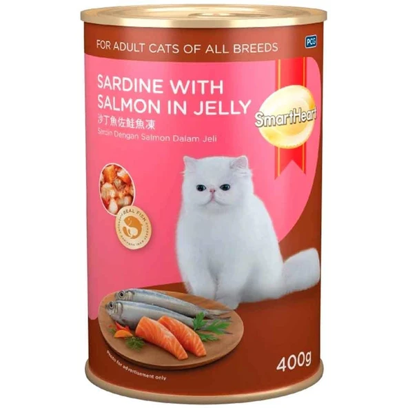 Smart Heart Kedi Konservesi Jöle İçinde Somon ve Sardalyalı 400 Gr ürün görseli 1
