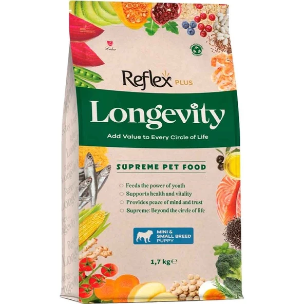 Reflex Plus Longevity Hipoalerjenik Mini ve Küçük Irk Yavru Köpek Maması 1,7 Kg ürün görseli 1